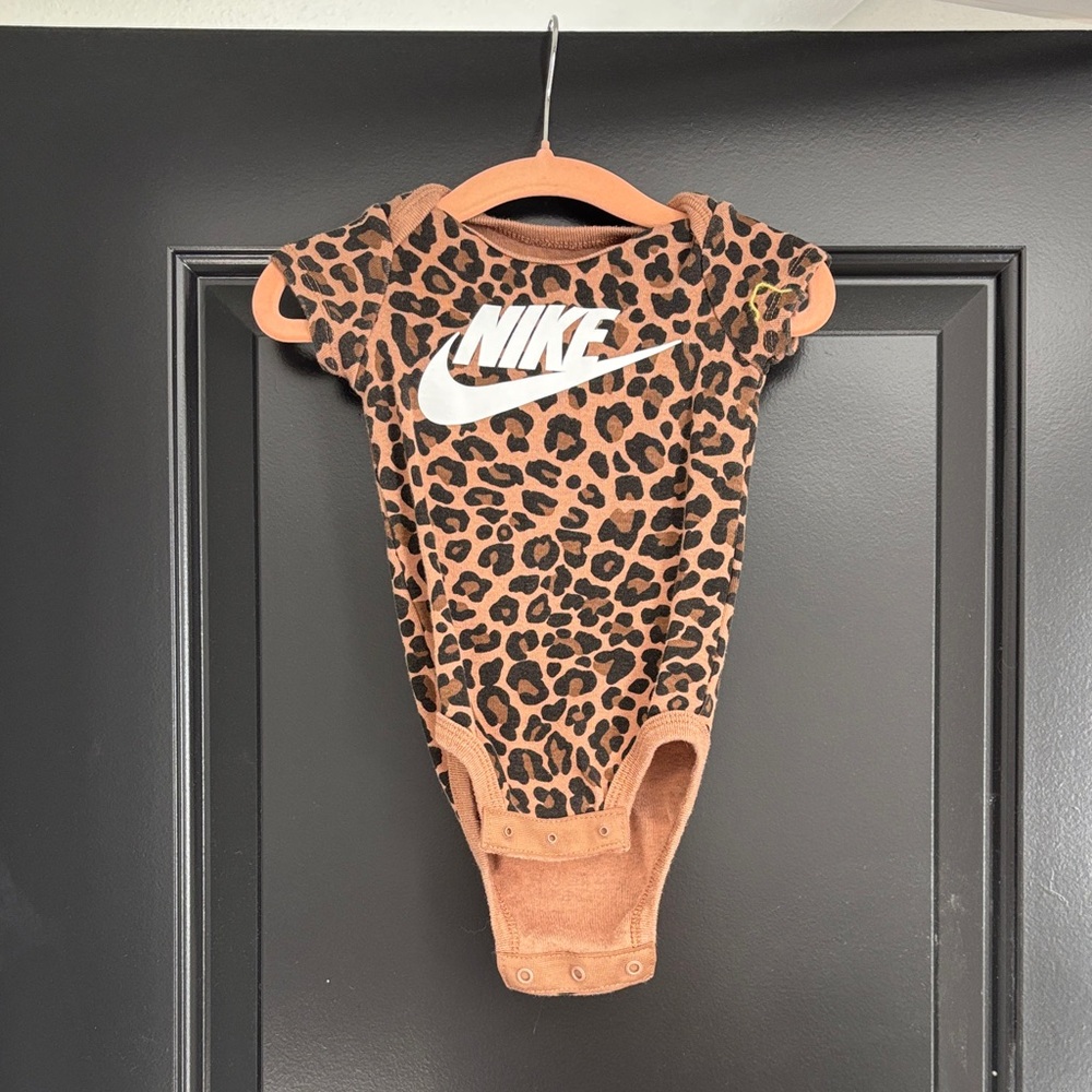 0-6M Nike Brown Leopard Print Baby Bodysuit